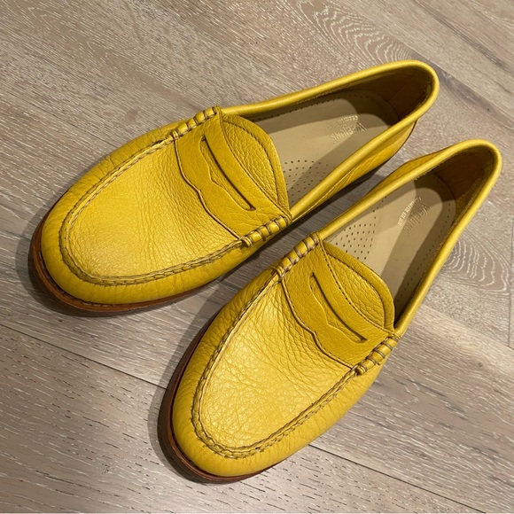 GH Bass Weejuns Penny Loafers Yellow leather Women 9 M excellent - Picture 10 of 11